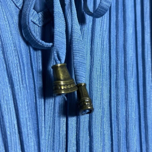 Free People Oversized Pleated Bell Sleeve Mini Dress S  Bohemian Relaxed Fit - Picture 7 of 14